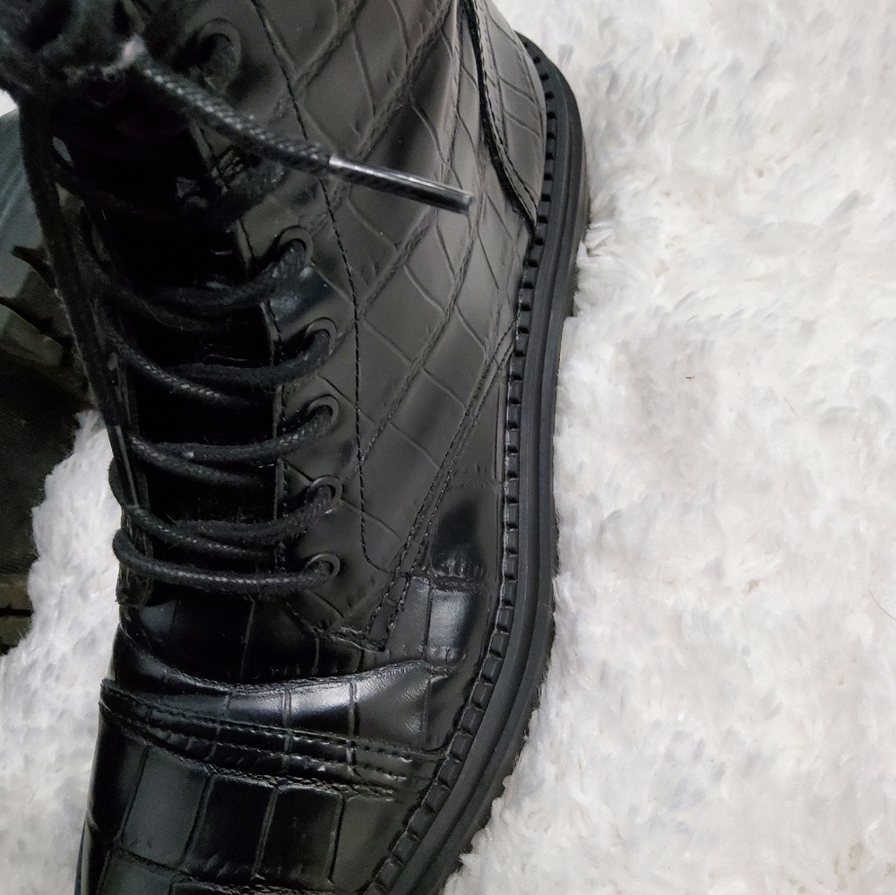 Croc Embossed Combat Boots - Picture 6 of 6